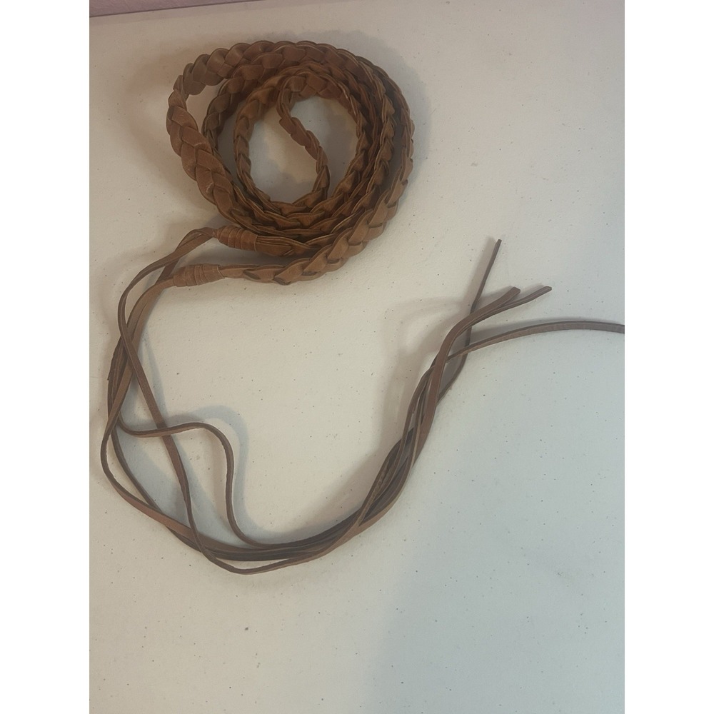 Women's Vintage Braided Woven Tie Western Leather Belt One Size Medium Large XL